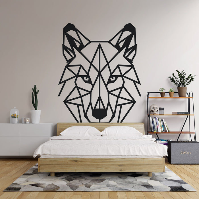 Papier peint géométrique animal | Tête de loup