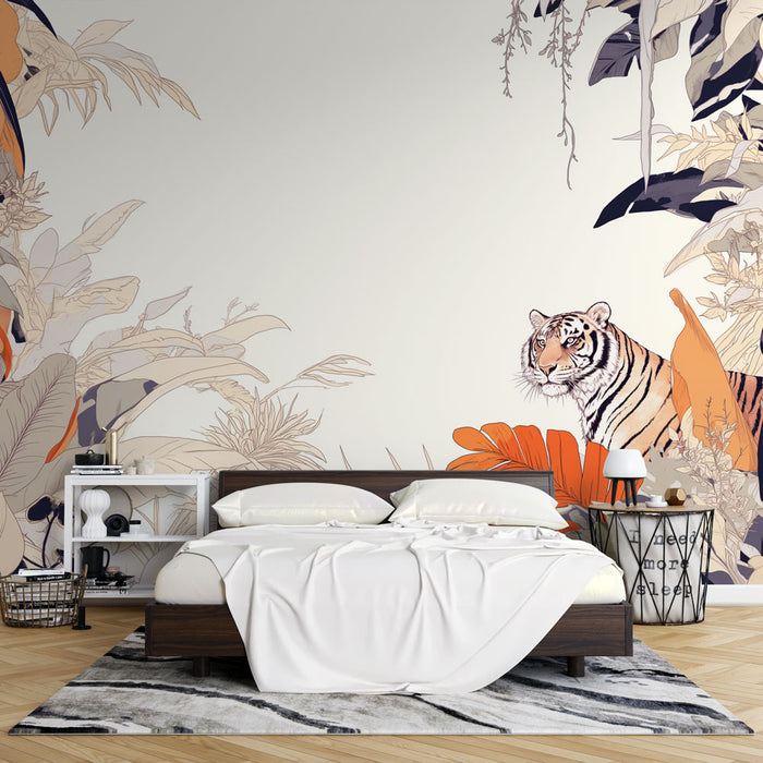 Papier peint tigre | Jungle multicolore