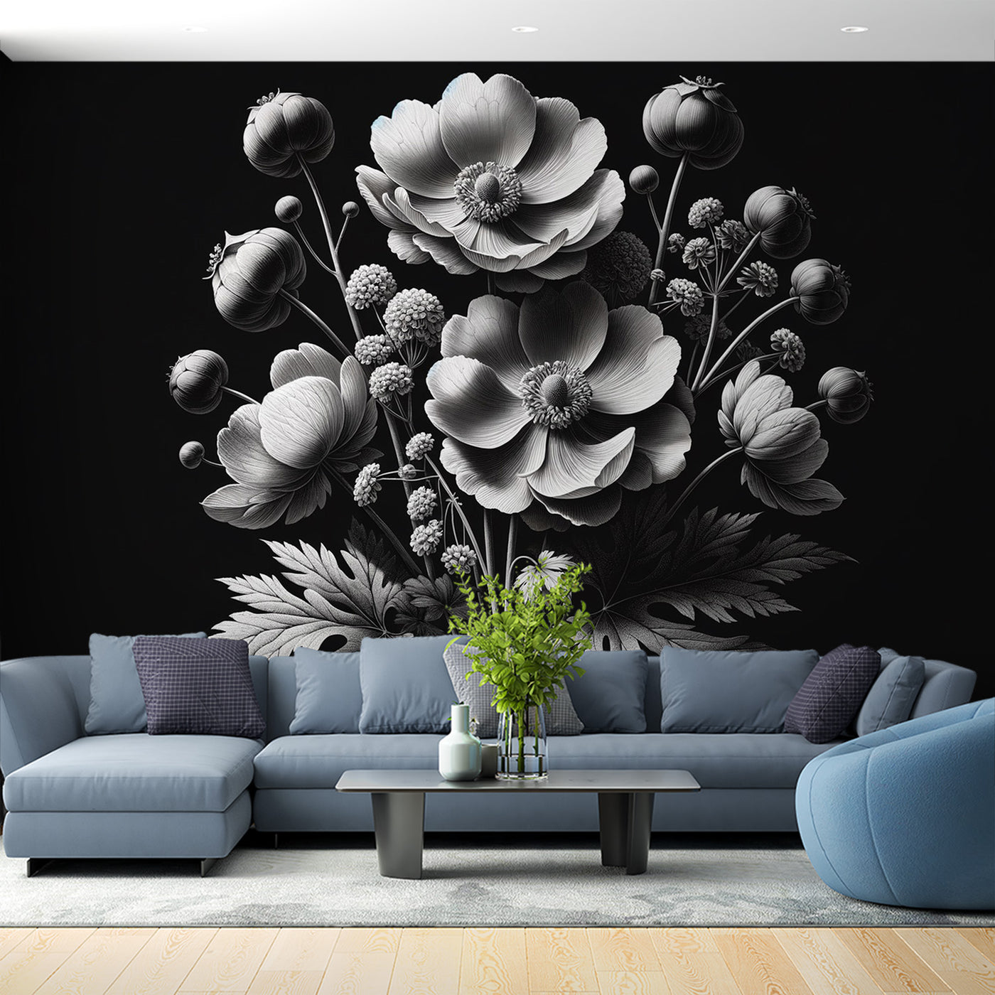Papier Peint 3D – Pétales Gracieux, Modèle Q12337, Autocollant Mural, Design Floral Artistique