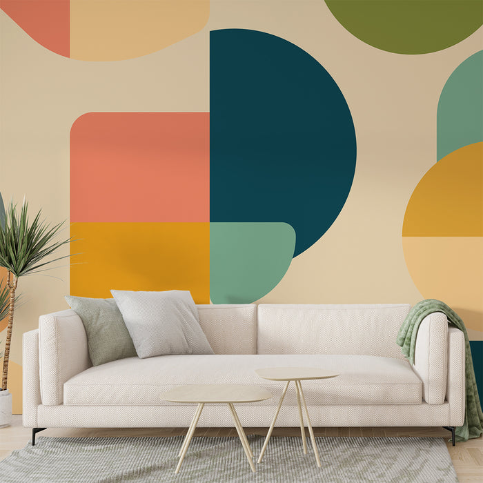 Papier peint années 70 | Art abstrait multicolore