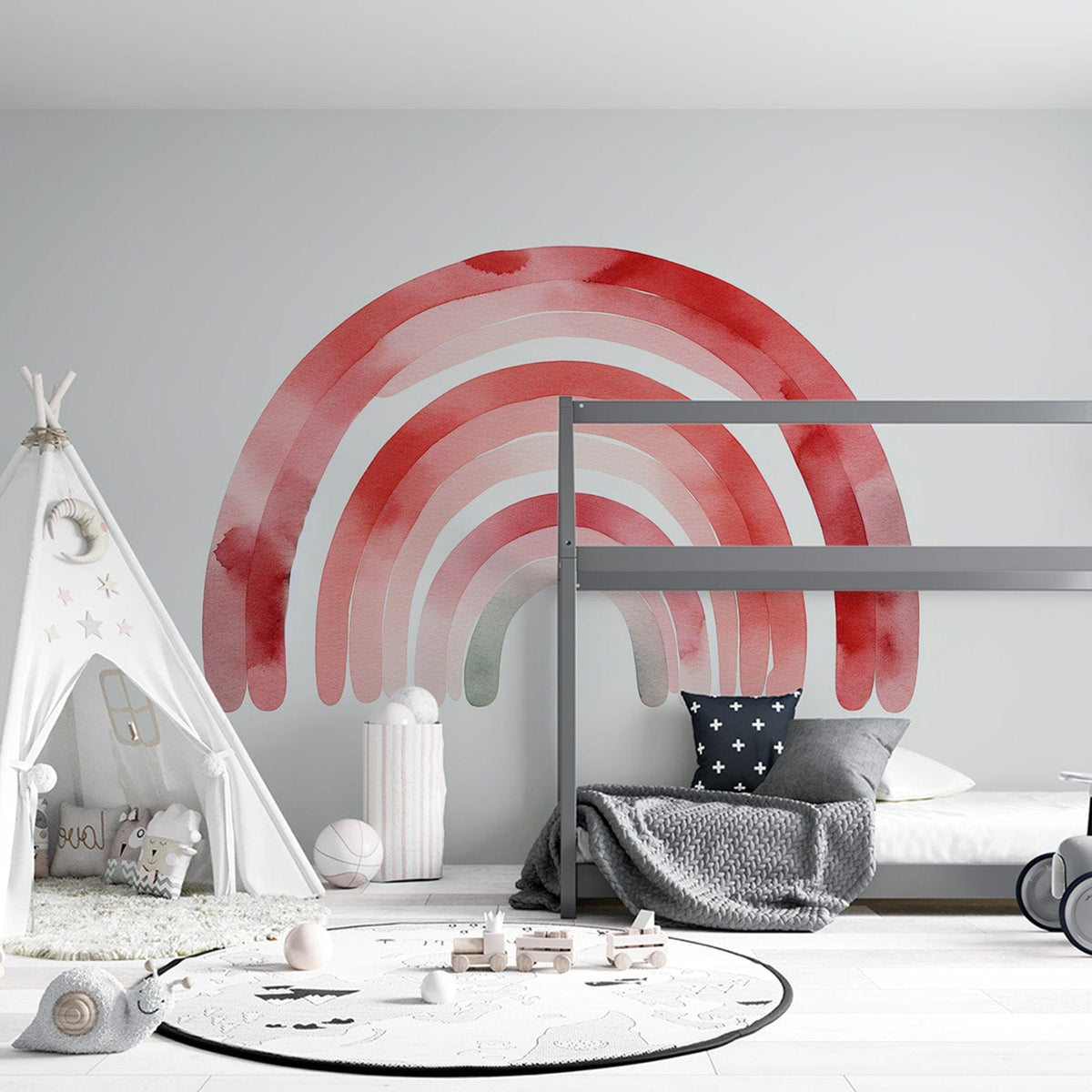 Papier peint arc-en-ciel | Arche aux tons rouges sur fond blanc ...