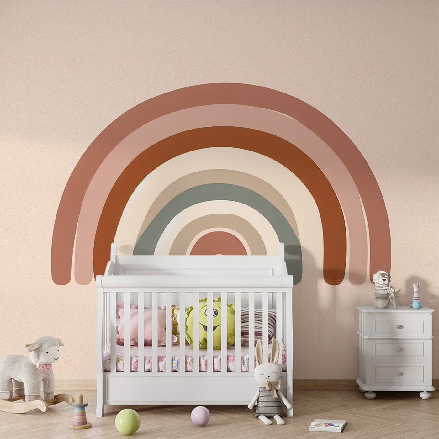 LePapierPeint Papier peint arc-en-ciel | Couleurs pastels sur fond rose ...