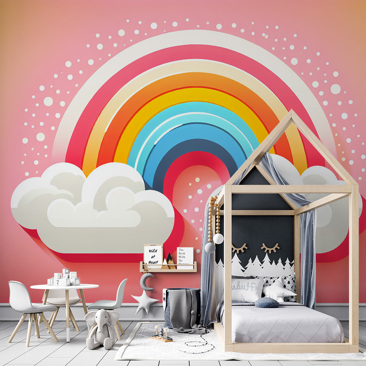 Papier peint arc-en-ciel | Multicolore avec nuage — LePapierPeint