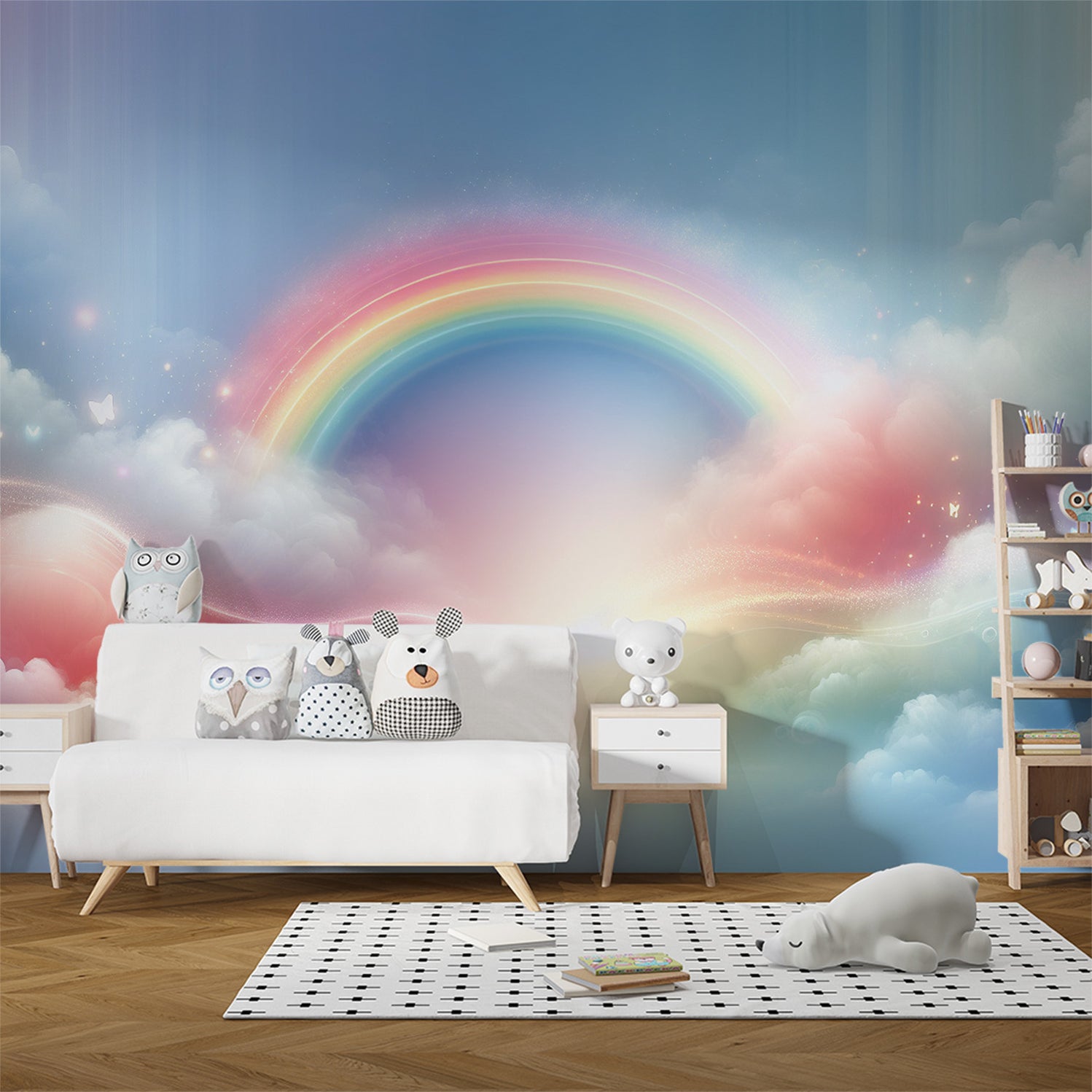 Papier peint arc-en-ciel | Nuages et ciel colorée par un arc-en-ciel m ...