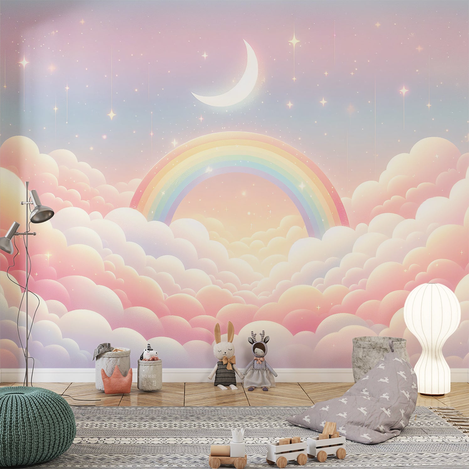 Papier peint Lune pastel bébé
