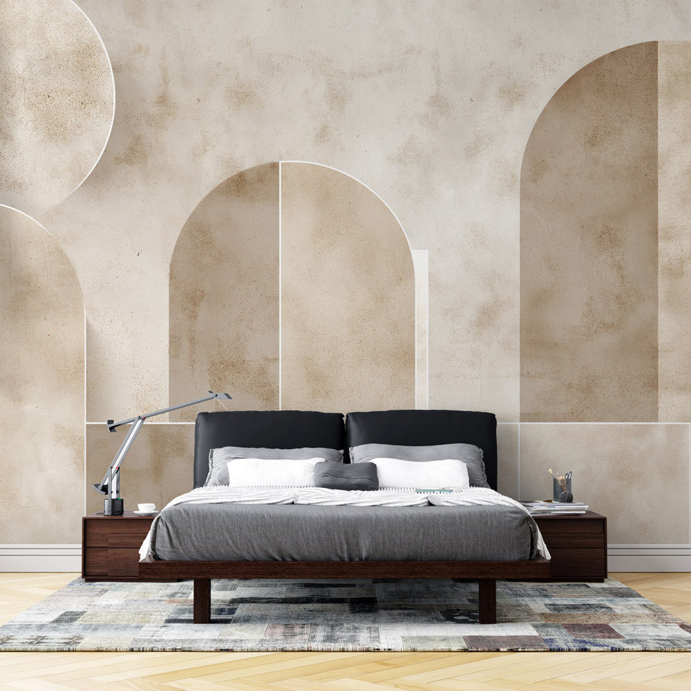 Papier peint art déco | Beige avec formes géométriques — LePapierPeint