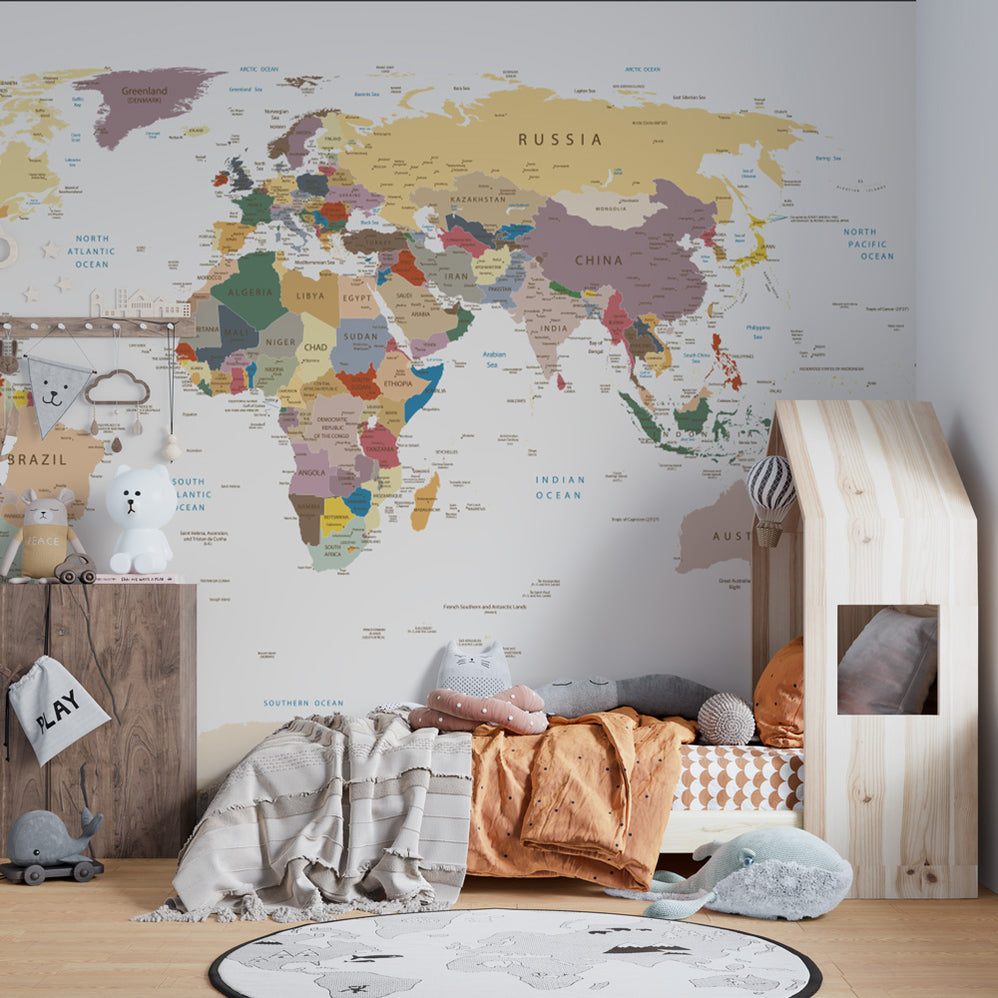 Papier Peint Carte du Monde Fille