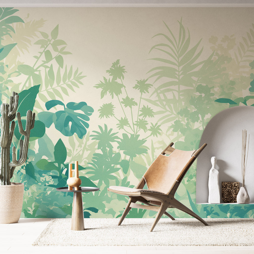Papier peint feuillage | Tropical vert pastel — LePapierPeint