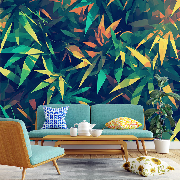 Papier peint feuillage multicolore | Forêt tropicale