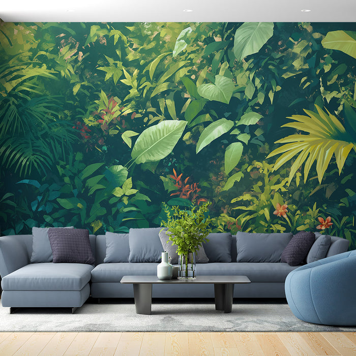 Papier peint feuillage tropical | Végétation luxuriante