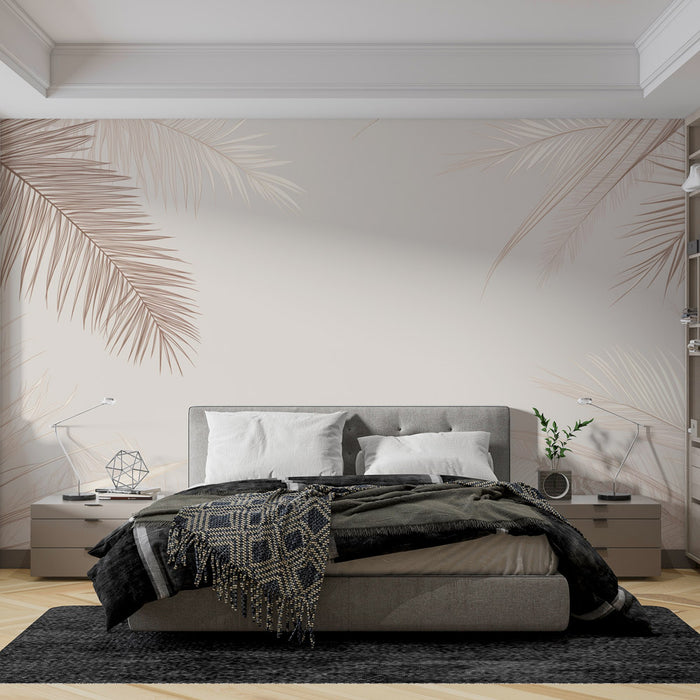 Papier peint feuilles de palmiers | Couleur pastel sépia