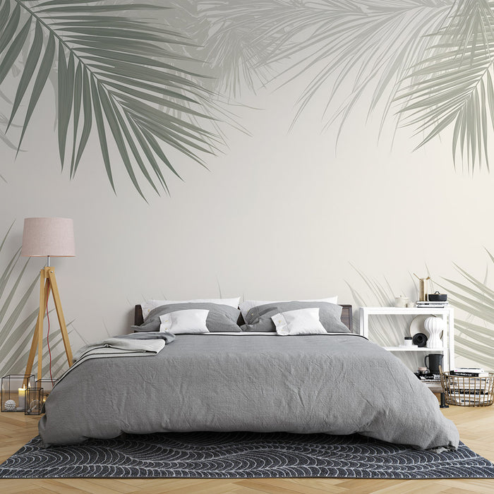Papier peint feuilles de palmiers | Entre vert et beige