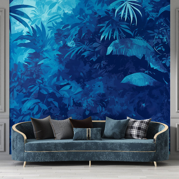 Papier peint forêt tropicale | Bleu nocturne