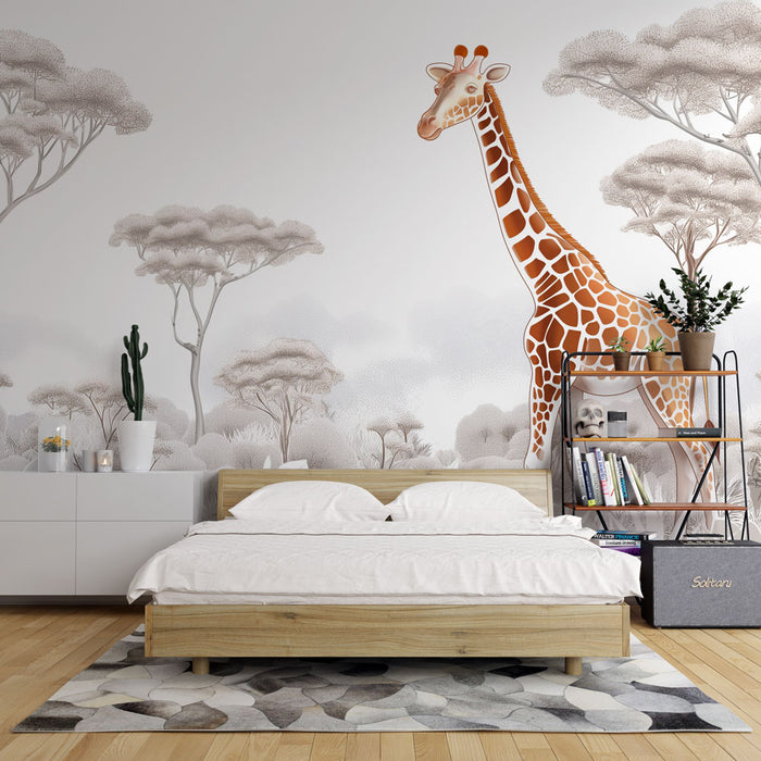 Papier peint girafe | Noir et blanc