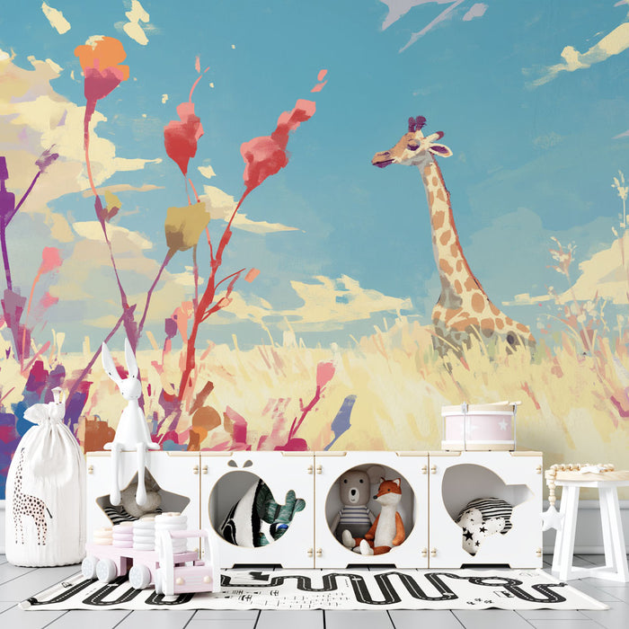 Papier peint girafe | Surplombe la savane