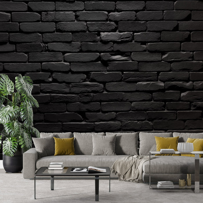 Papier peint imitation pierre noire | Mur avec ombre