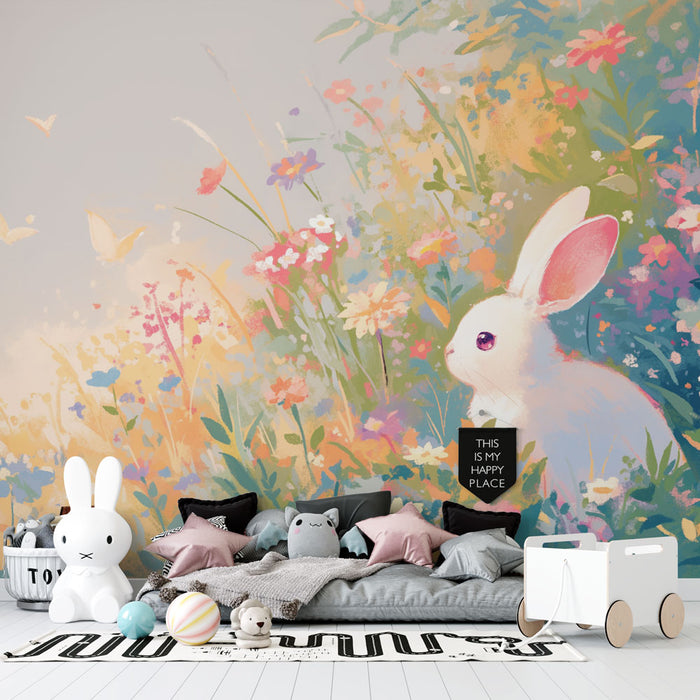 Papier peint lapin | Peinture pastel