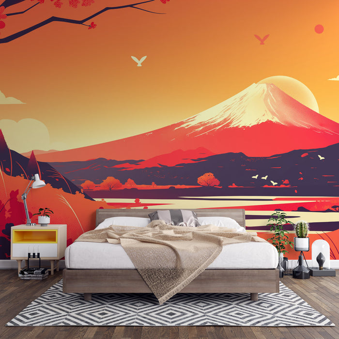 Papier peint mont Fuji | Dessin