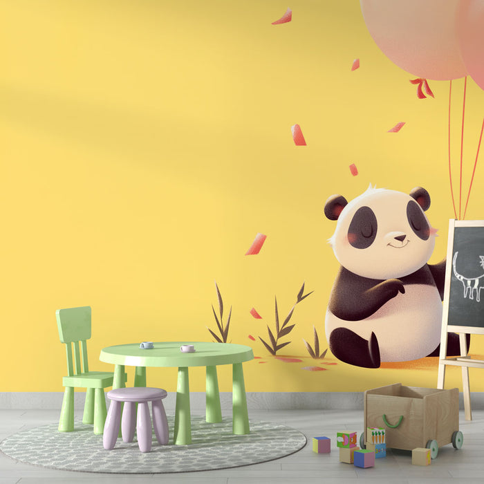 Papier peint panda | Ballons roses