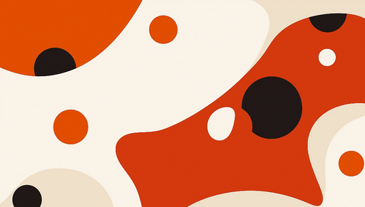 Papier peint abstrait aux formes organiques et aux teintes vives de rouge, noir et crème, créant une ambiance dynamique et contemporaine.