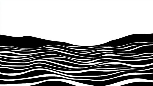 Papier peint abstrait en noir et blanc avec des motifs de vagues fluides créant une ambiance moderne et dynamique.