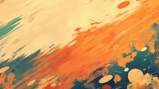 Papier peint abstrait aux teintes chaudes d'orange et de beige, ponctué de formes circulaires, créant une ambiance dynamique et énergisante.