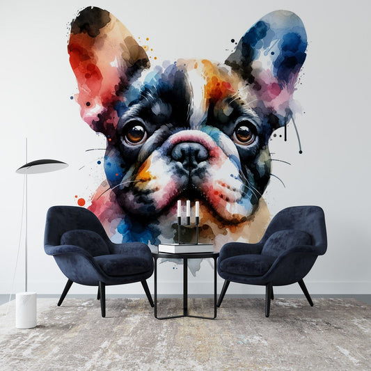 Papier peint aquarelle | Bulldog Français coloré