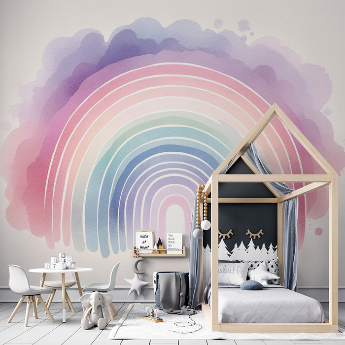 Papier peint arc-en-ciel | Aquarelle avec arches colorées multi colore