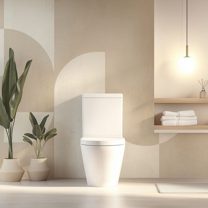 Papier peint toilette | Formes géométriques minimalistes en tons neutres