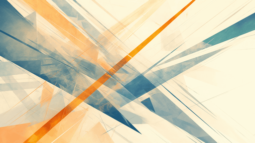 Papier peint abstrait aux lignes dynamiques mêlant des teintes de bleu, orange et crème, créant une atmosphère moderne et énergisante.