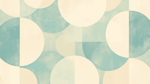 Papier peint géométrique aux cercles doux et aux teintes pastel de bleu et de crème, créant une atmosphère apaisante et moderne.