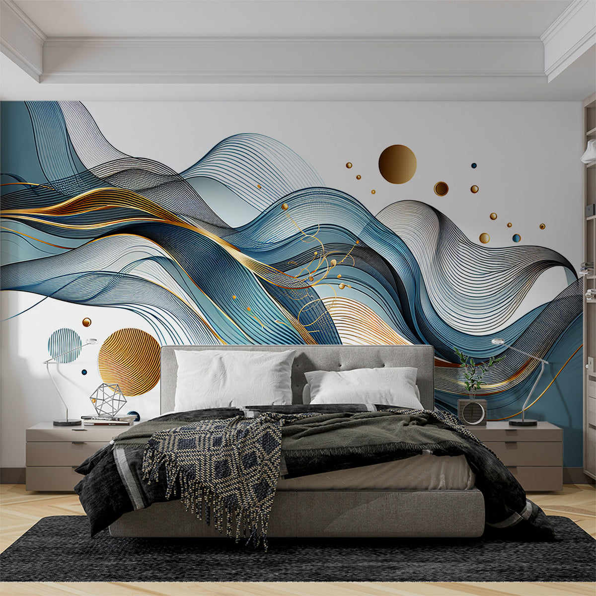 Papier Peint Moderne Vague Géométrique Rayuré Texturé - Design Arthouse - Neuf - À Coller Sur Le Mur