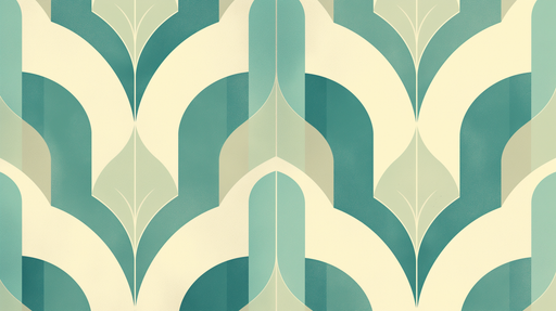 Papier peint aux motifs stylisés de feuilles dans des teintes de vert et crème, évoquant une ambiance moderne et apaisante.
