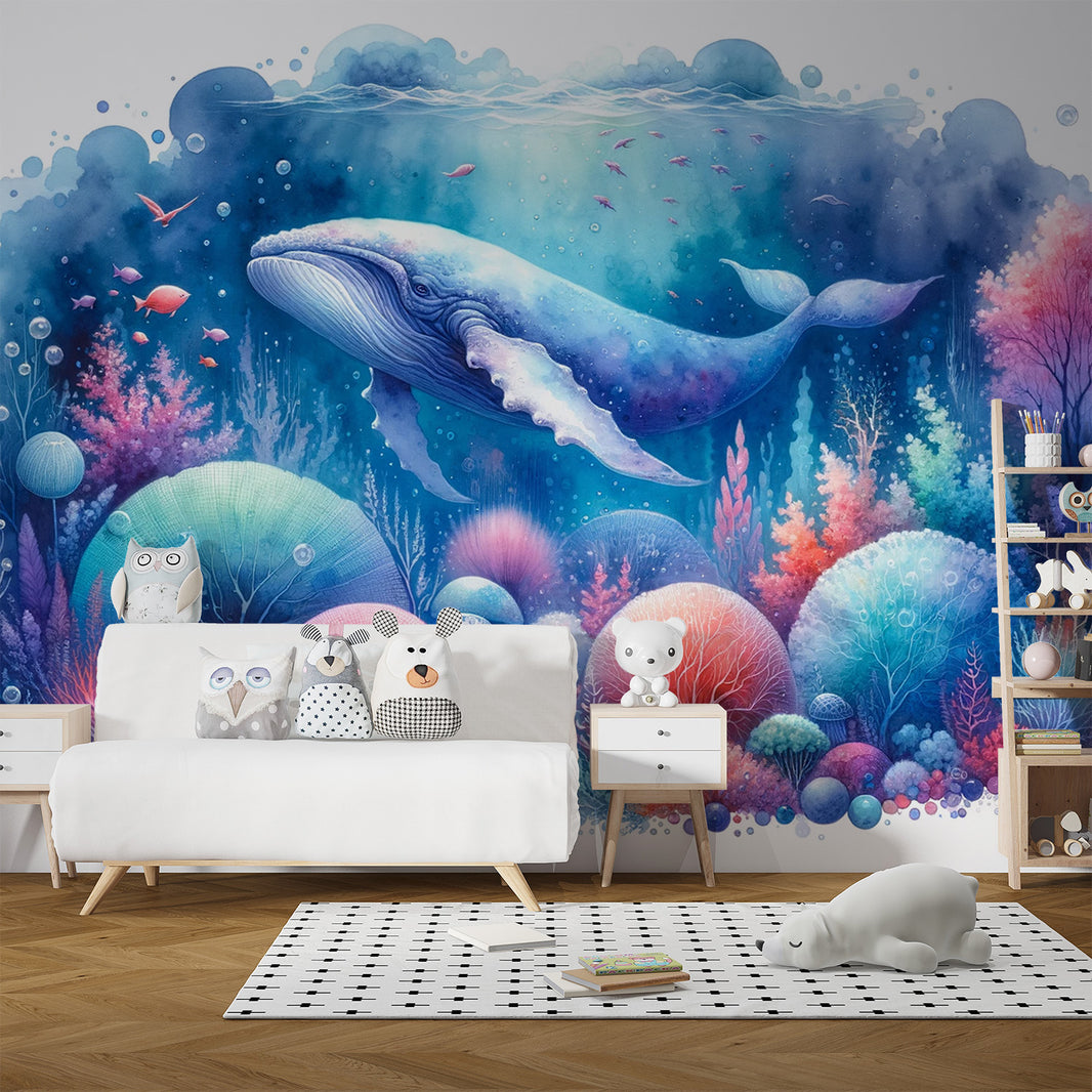 Papier Peint Baleine Aquarelle main image 0
