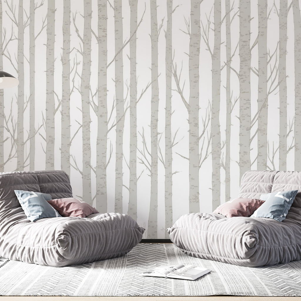 Papier Peint Arbre Bouleau Noir Et Blanc