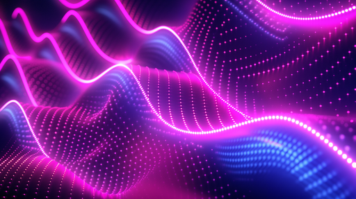 Papier peint abstrait aux motifs ondulants en dégradé de violet et de bleu, créant une ambiance futuriste et dynamique.