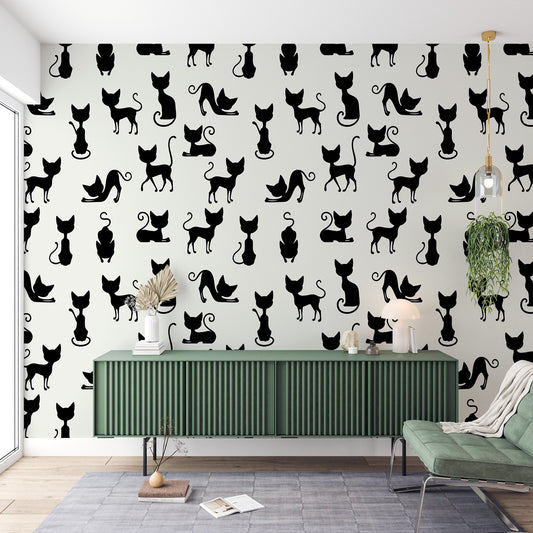 Papier peint chat | Noir et blanc