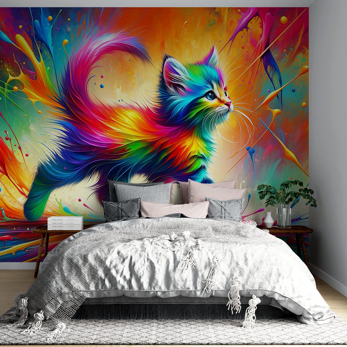 Papier peint chaton | Explosion de couleurs
