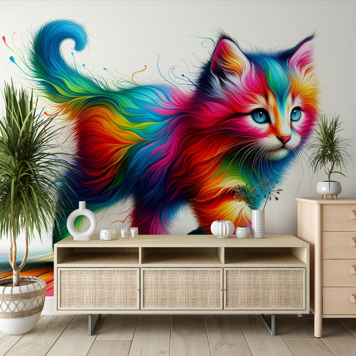 Papier peint chaton | Poils multicolores