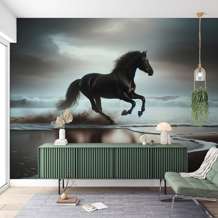 Tapisserie de chevaux vintage : décoration murale de cottage de ferme avec franges - France Tapisserie de chevaux vintage : décoration murale de cottage de ferme avec franges - France
