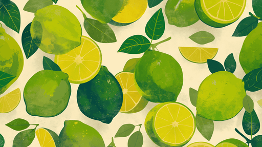 Papier peint aux motifs de citrons et de feuilles vertes sur fond clair, créant une ambiance fraîche et vivifiante, idéale pour un espace ensoleillé.