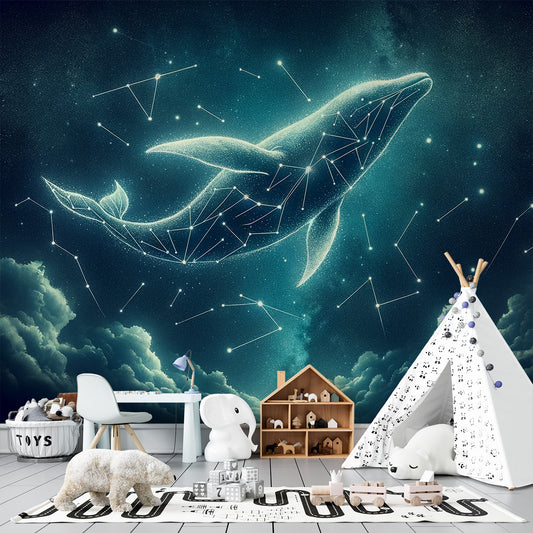 Papier peint constellation | Baleine et nuage