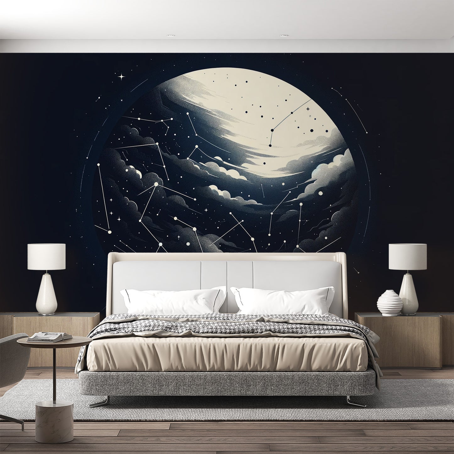 Papier peint constellation | Design pointé en sphère