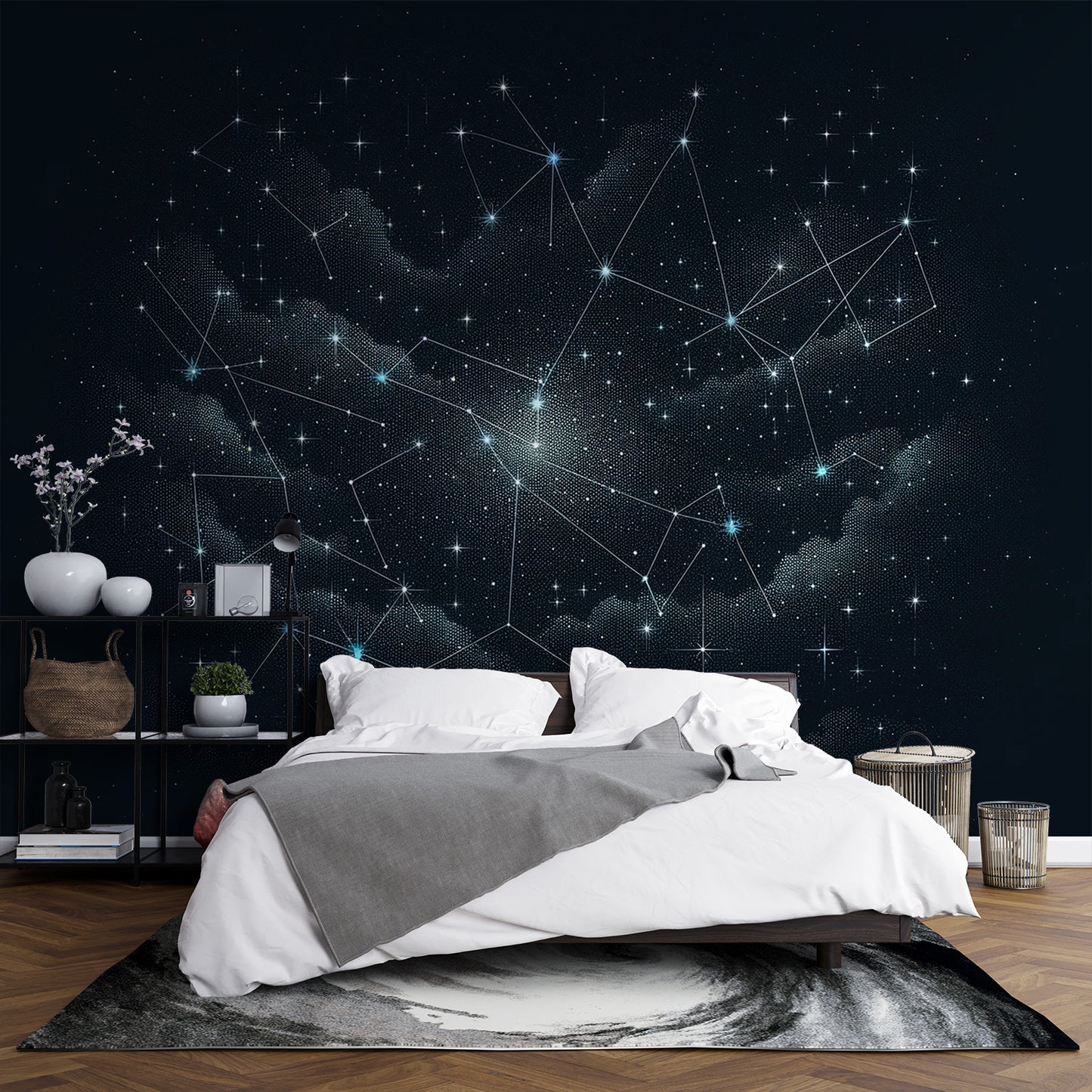 Papier peint constellation | Noir et blanc design à point