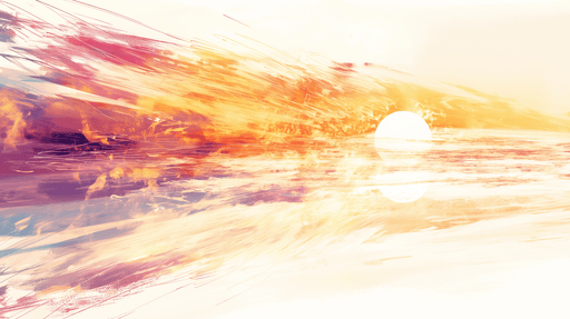 Papier peint abstrait aux teintes chaudes de rose, orange et jaune évoquant un coucher de soleil vibrant et apaisant sur une surface d'eau.