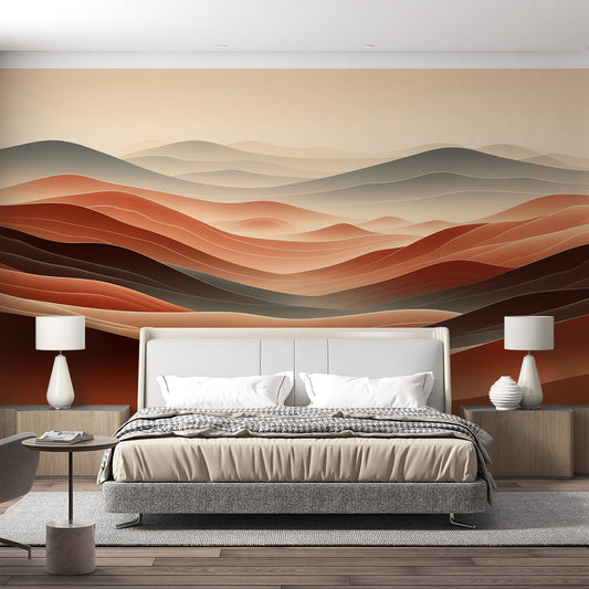 Papier peint dune | Représentation en vague rouge et noire