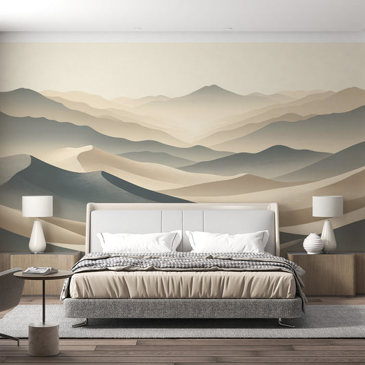 Papier peint dune | Tons gris et beiges