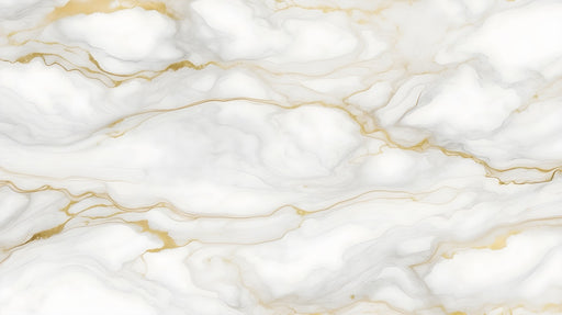 Papier peint marbré aux nuances blanches et dorées, créant un effet élégant et sophistiqué, idéal pour une ambiance lumineuse et raffinée.