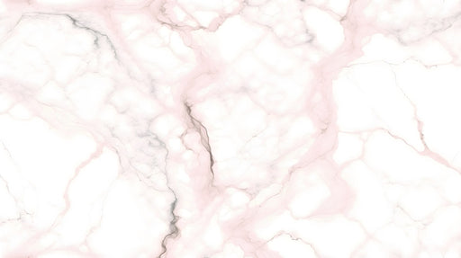 Papier peint marbré aux teintes douces de rose et de blanc, créant une atmosphère élégante et apaisante avec des veines délicates.