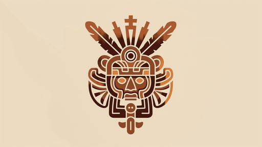 Papier peint au design inspiré de motifs aztèques, avec des teintes brunes et dorées créant une ambiance mystique et chaleureuse.